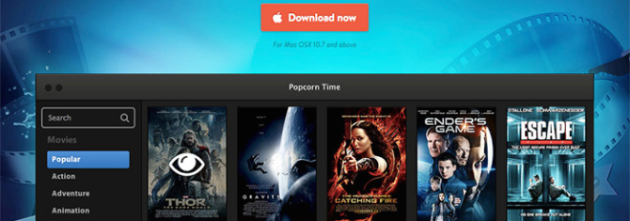Popcorn Time, described as Netflix for pirated films