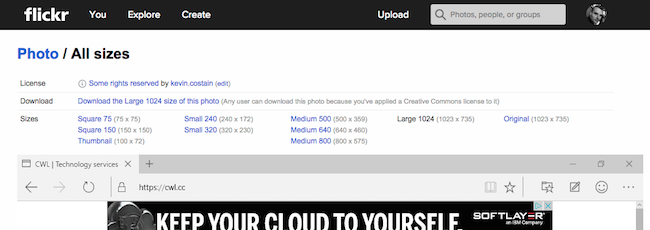 Flickr’s All Sizes Page