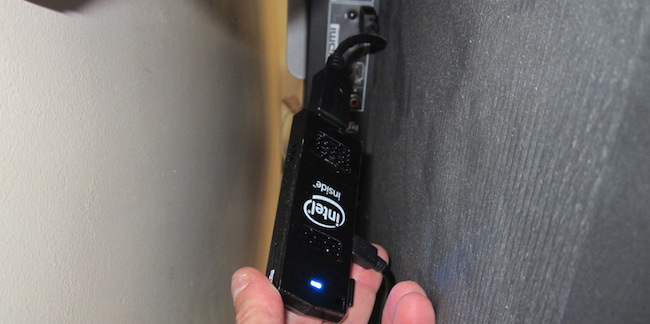 Intel Compute Stick attached to a TV