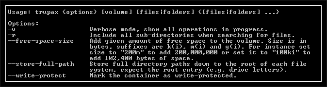 Truepax command line on Windows