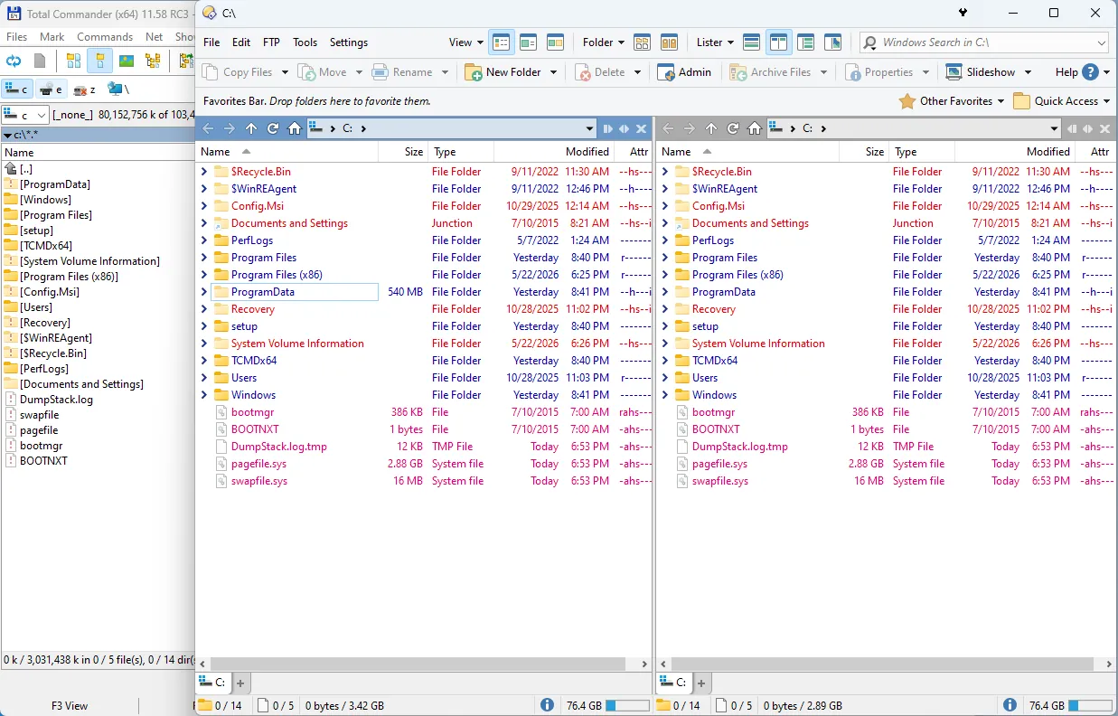 The tools side-by-side. Opus (right) and Tcmd (left)