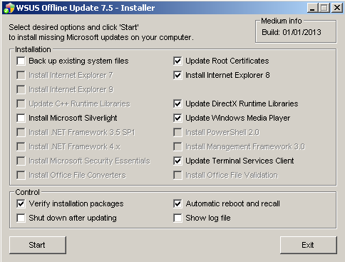 UpdateInstaller's main window