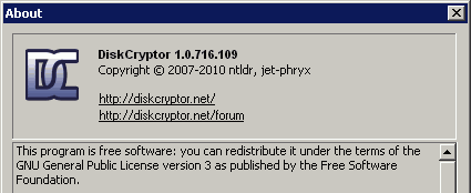 DiskCryptor About Screen