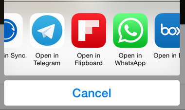 iOS 8 Open In Options