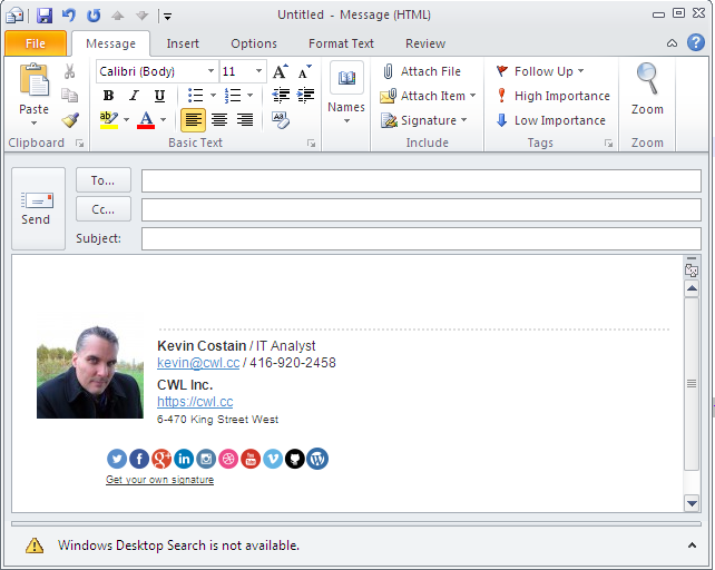Email Signature Generator in Outlook 2010