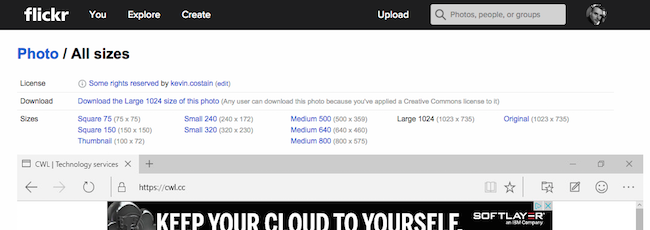Flickr's All Sizes Page