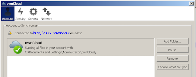 OwnCloud Sync Client Running On Windows XP