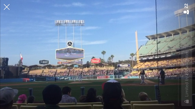 Periscope broadcasting from a baseball game