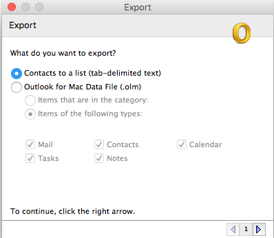 Contact Export from Outlook 2011