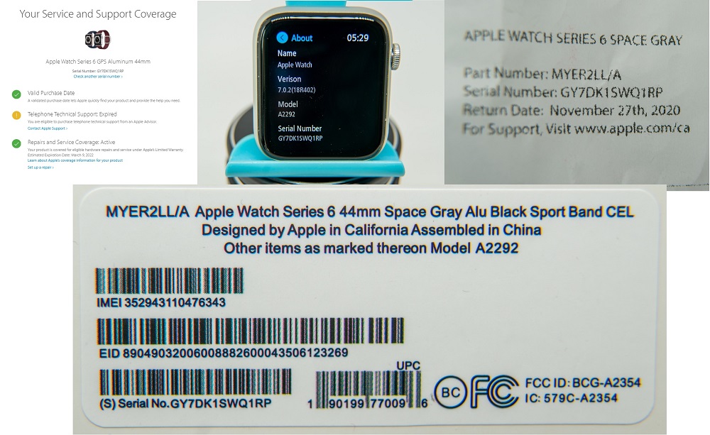 How to get serial online number from apple watch