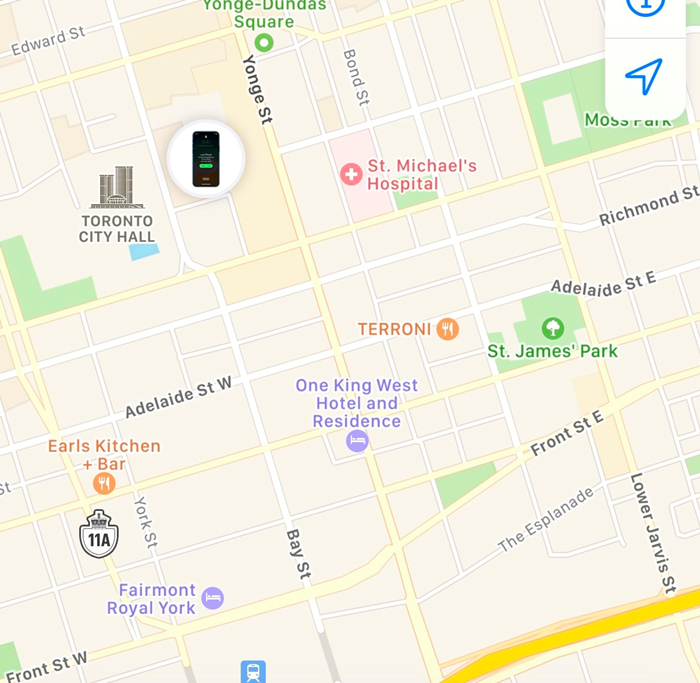 Lost iPhone located near the Easton Centre and Toronto City Hall