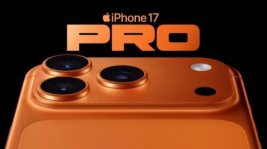Apple iPhone 17 Pro logo with phone in orange